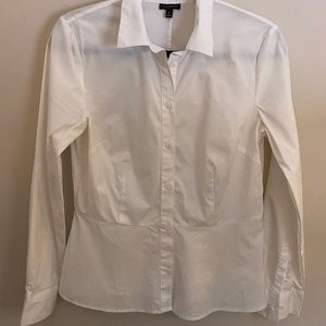 Talbots White Button Down Peplum Top